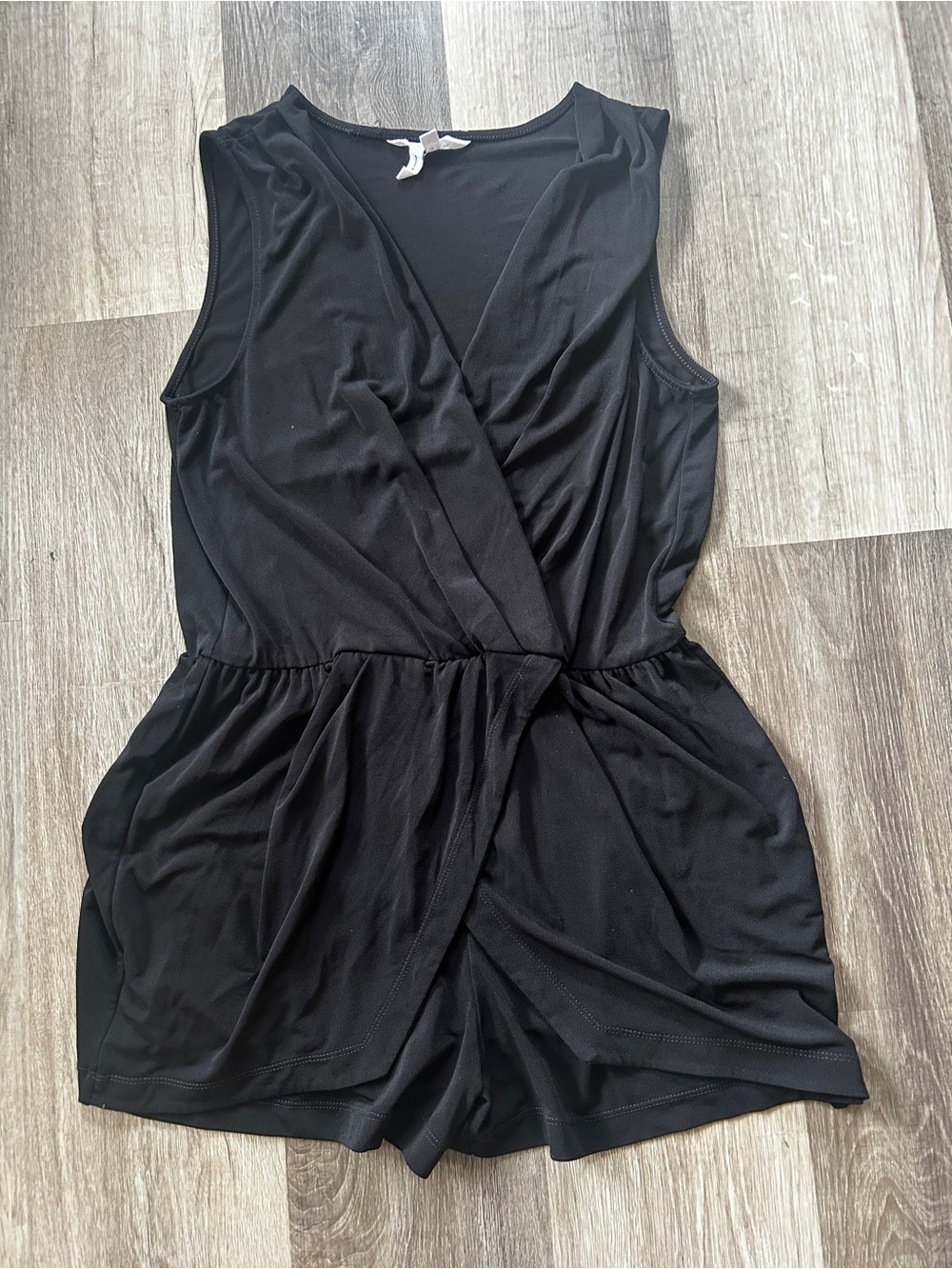 BCBG Black Sleeveless Wrap Romper